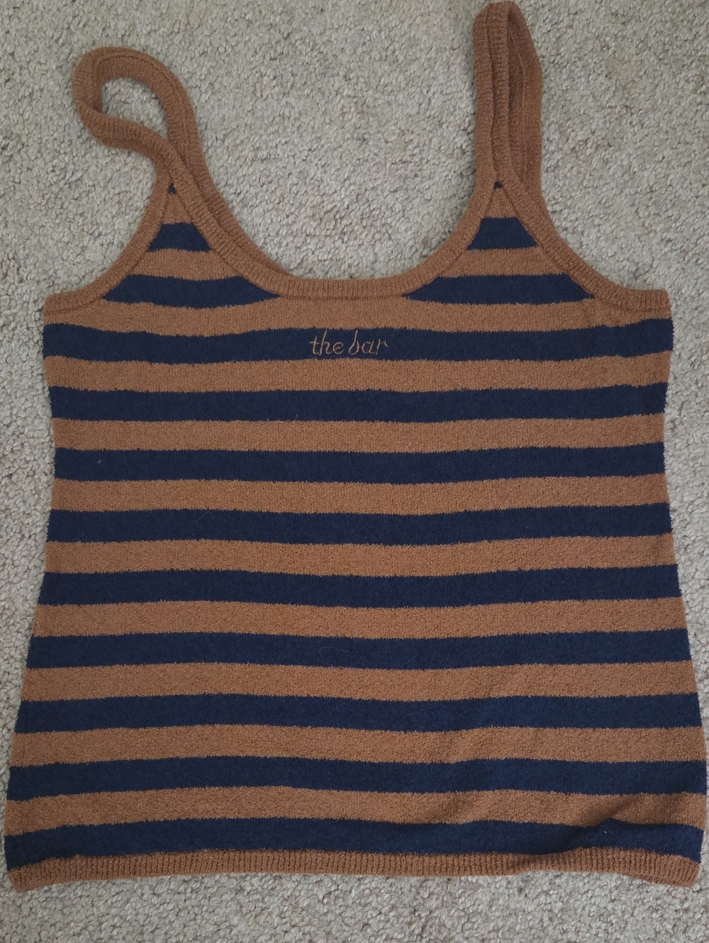 The Bar Striped Knit Tank in Brown and Navy
